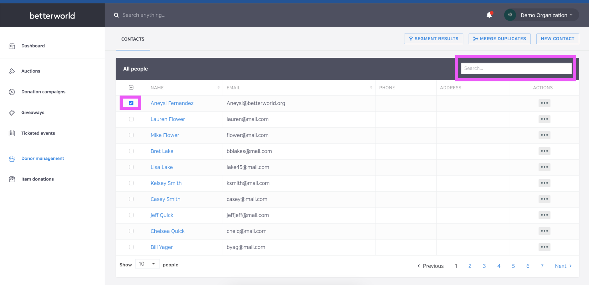 How to add/edit paddle numbers in the Donor Management section of the
